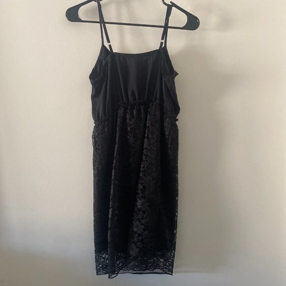 Black Dress with Ruffle Top and Lace Skirt - Picture 2 of 6